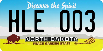 ND license plate HLE003