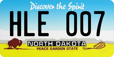 ND license plate HLE007