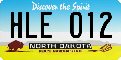 ND license plate HLE012