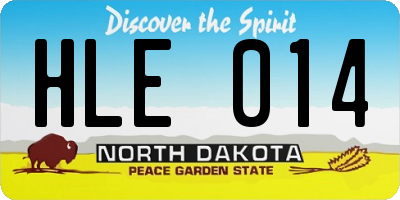 ND license plate HLE014