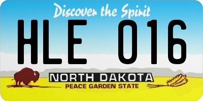 ND license plate HLE016