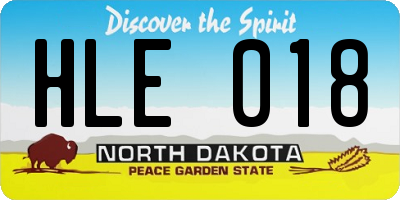 ND license plate HLE018