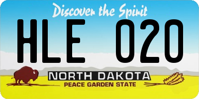 ND license plate HLE020