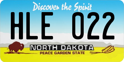 ND license plate HLE022