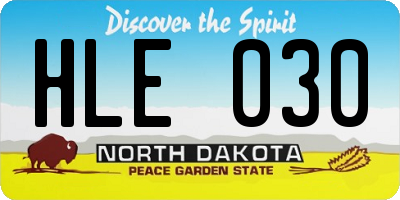 ND license plate HLE030