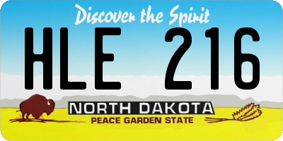 ND license plate HLE216