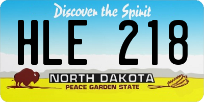 ND license plate HLE218