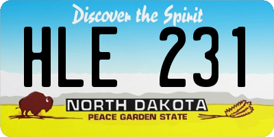 ND license plate HLE231