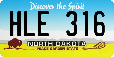 ND license plate HLE316