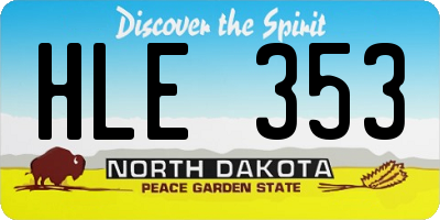 ND license plate HLE353