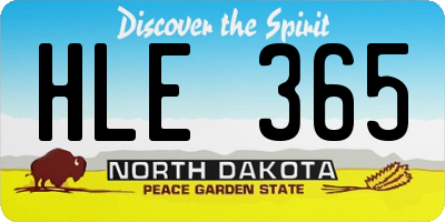 ND license plate HLE365