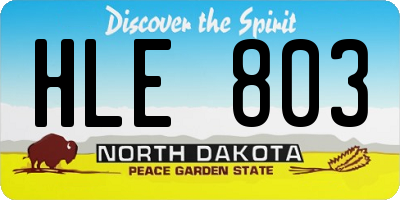 ND license plate HLE803