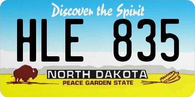 ND license plate HLE835
