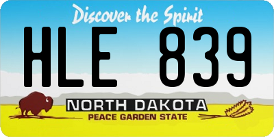 ND license plate HLE839