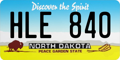 ND license plate HLE840