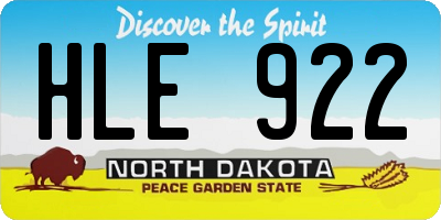 ND license plate HLE922