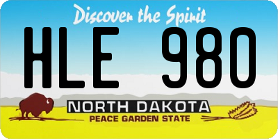 ND license plate HLE980