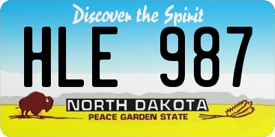 ND license plate HLE987