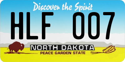 ND license plate HLF007