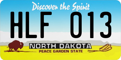 ND license plate HLF013