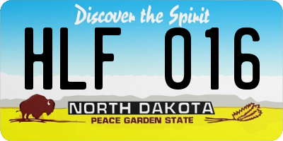 ND license plate HLF016