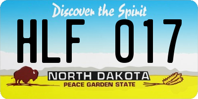ND license plate HLF017