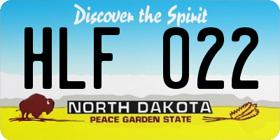 ND license plate HLF022