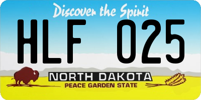 ND license plate HLF025