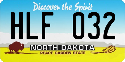 ND license plate HLF032