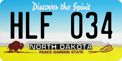 ND license plate HLF034