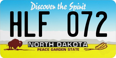 ND license plate HLF072
