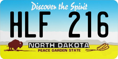 ND license plate HLF216