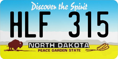 ND license plate HLF315