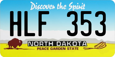 ND license plate HLF353