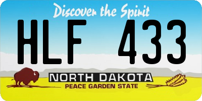 ND license plate HLF433
