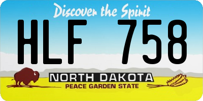 ND license plate HLF758