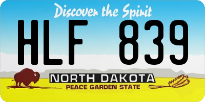 ND license plate HLF839