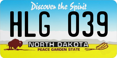 ND license plate HLG039