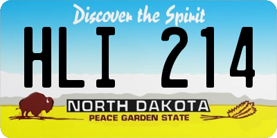 ND license plate HLI214