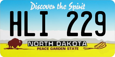 ND license plate HLI229