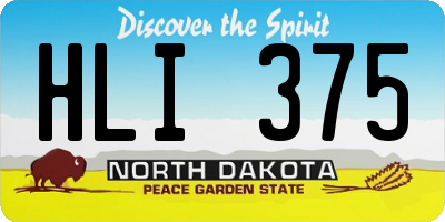 ND license plate HLI375