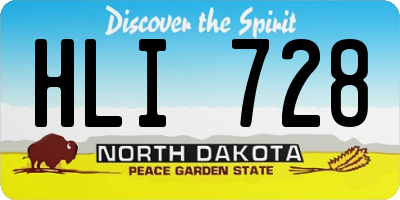 ND license plate HLI728