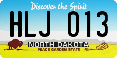 ND license plate HLJ013