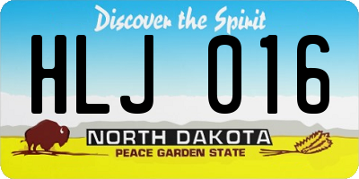 ND license plate HLJ016