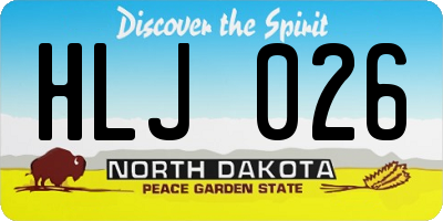 ND license plate HLJ026