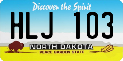 ND license plate HLJ103