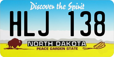 ND license plate HLJ138