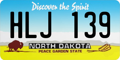 ND license plate HLJ139