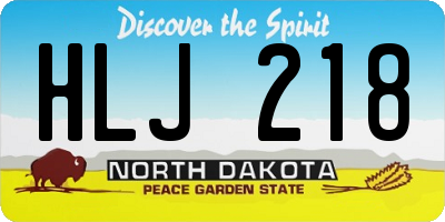 ND license plate HLJ218