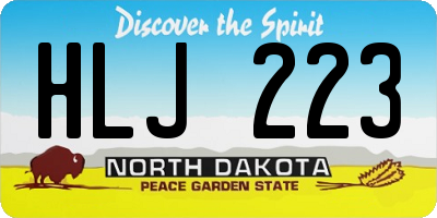 ND license plate HLJ223